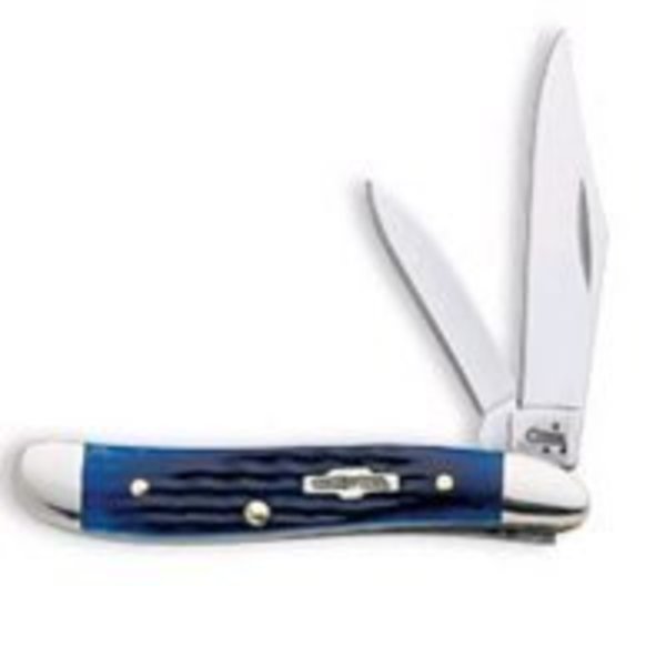 Case CASE 02802 Folding Pocket Knife, 2.1 in Clip, 1.53 in Pen L Blade, 2-Blade, Blue Handle 2802